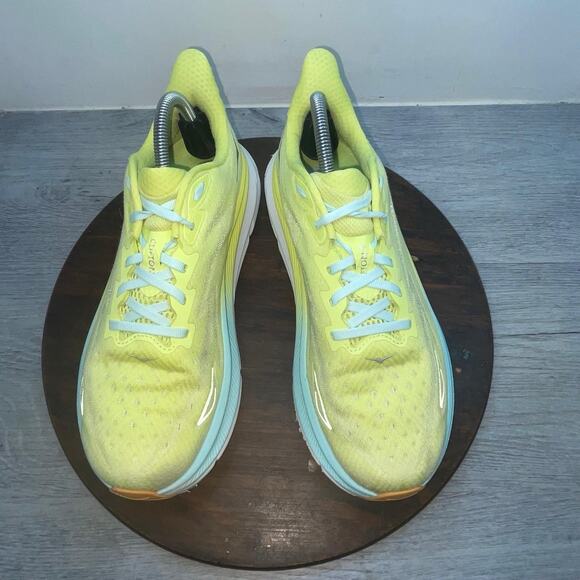 Hoka One One Clifton 9 Mens Size 9.5B Yellow Blue Walking Running Shoes Sneakers main image 8